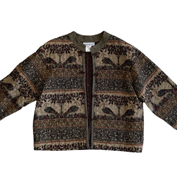 Women's Pheasants Jacket SZ 14 Quilted Wool Blend Vtg Sharon Young Quail Blazer - Picture 2 of 14